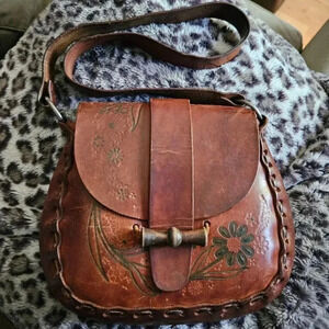 Vintage Brown Leather Shoulder Bag